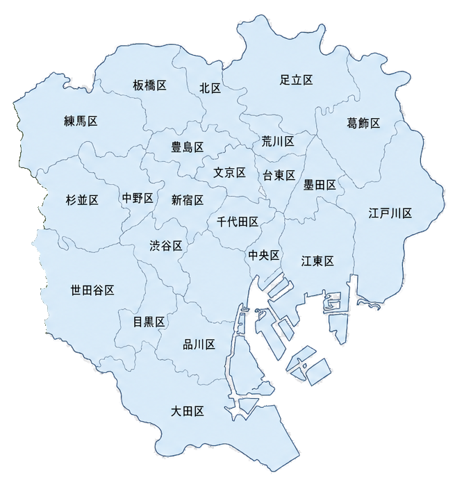 東京都23区の開講教室マップ